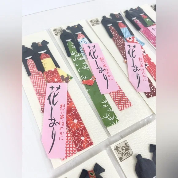 20 Vintage Japanese Style Origami Paper Geisha Doll Bookmarks New - Picture 3 of 10